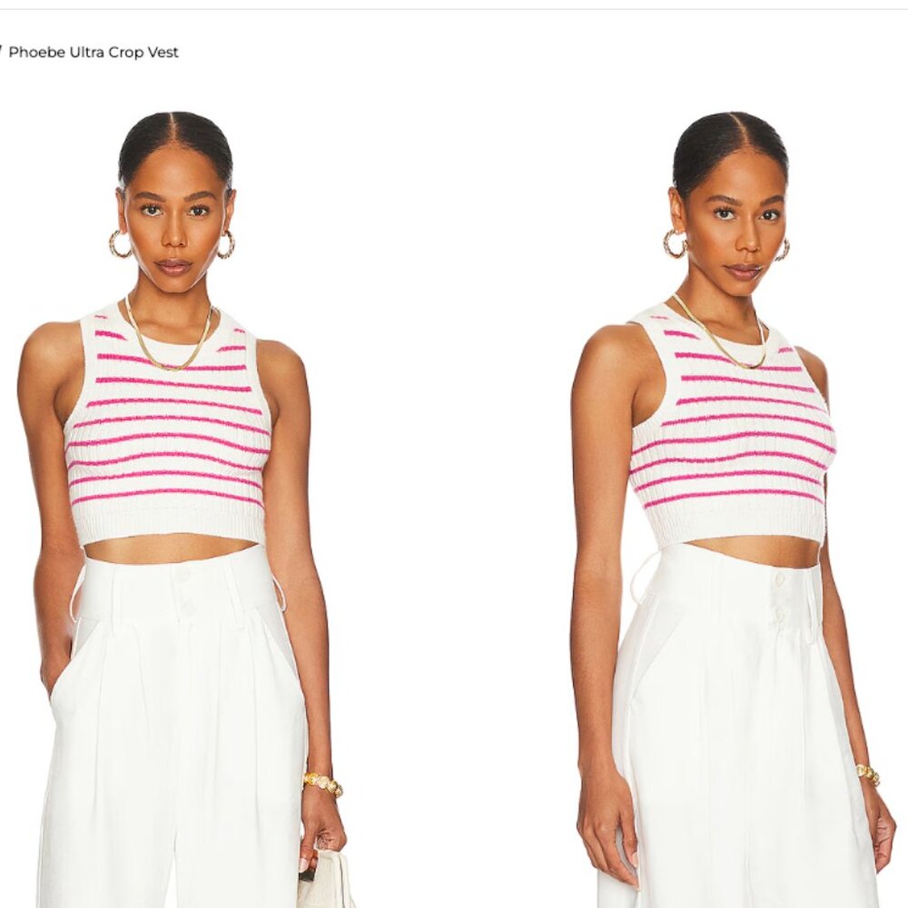 superdown Pink & White Striped Knit Crop Top